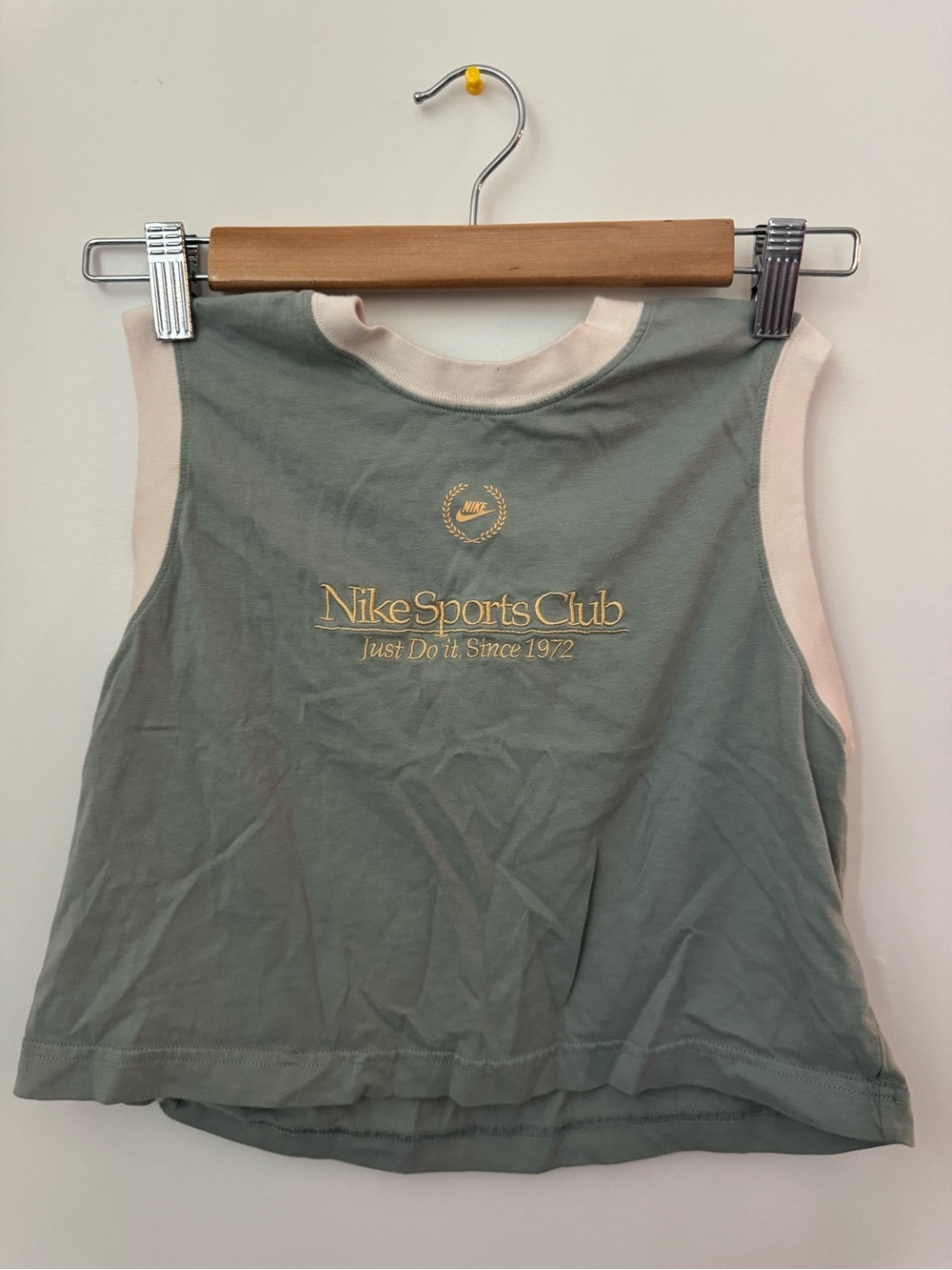 Nike Sage Green Crop Tank with Cream Trim